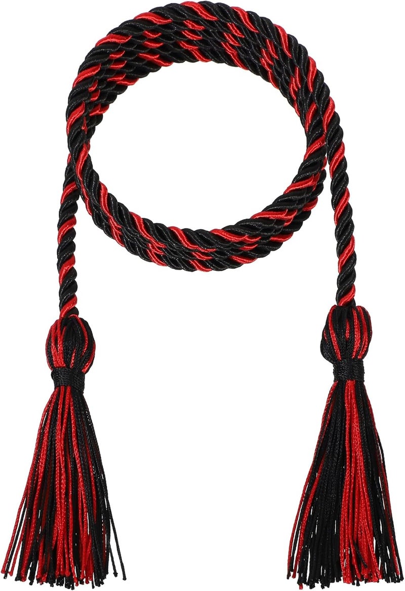 D DODOU 10 Pieces Graduation Cords Polyester Graduation Honor Braided Cords with Sewing Tassels for Bachelor, Master, Doctor 68" Long (Black Red) - Image 2